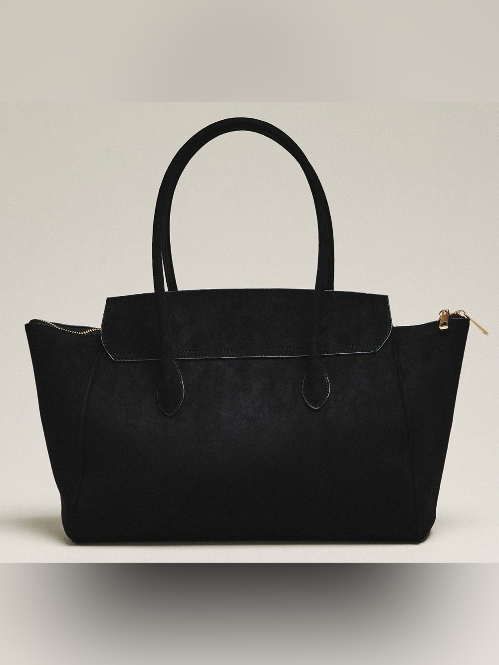 NWT - Anthropologie Suede Foldover Satchel in Classic Black - Picture 3 of 8
